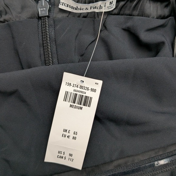 Abercrombie & Fitch Black Off-the-Shoulder Satin Mini Dress Long Sleeve Sz M NWT - Picture 6 of 9